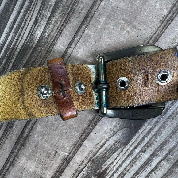 Leather Cresent Vintage Belt 38 40 Harness Large Mens Unisex Western boho rodeo - Picture 5 of 8
